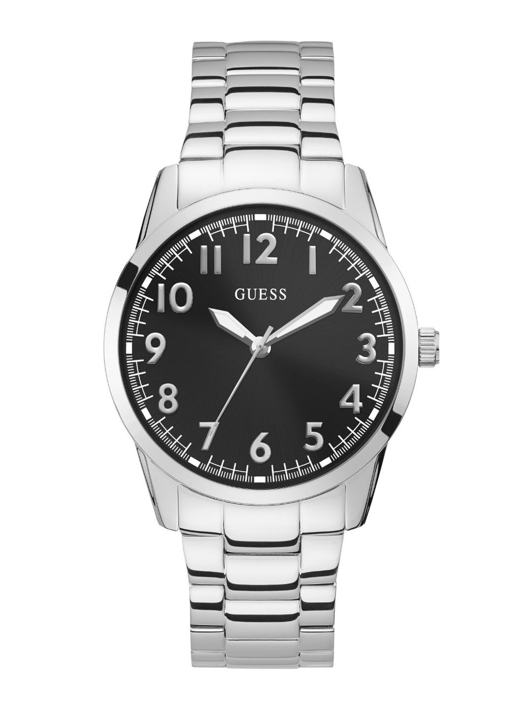 

GUESS Men Textured Dial And Stainless Steel Straps Analogue Display Watch U1323G4M, Black