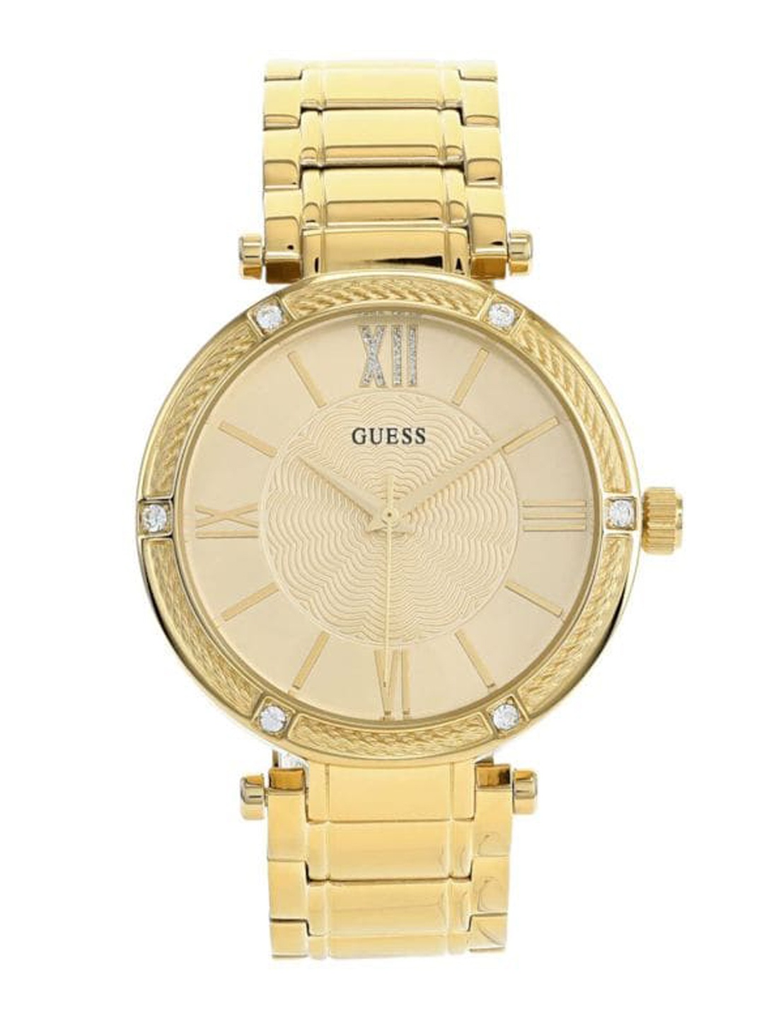 

GUESS Women Round Analogue Watch U0636L4M, Gold