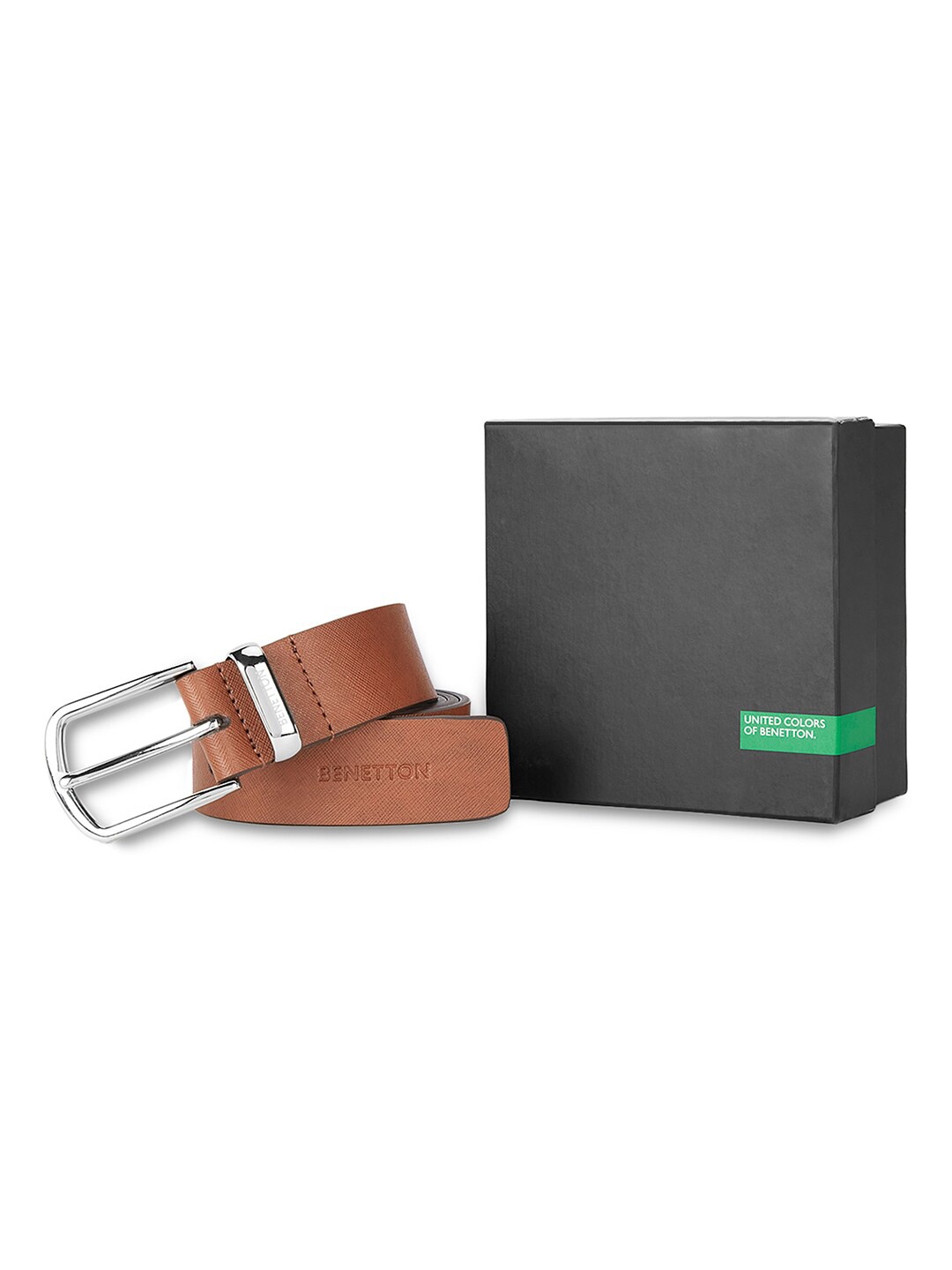 

United Colors of Benetton Men Leather Belt, Tan