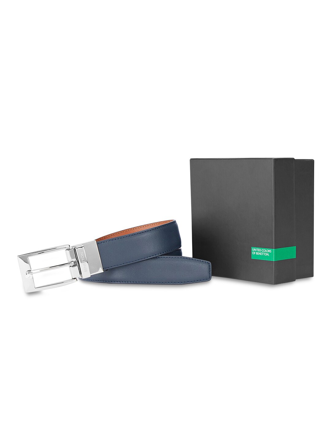 

United Colors of Benetton Men Leather Reversible Belt, Grey