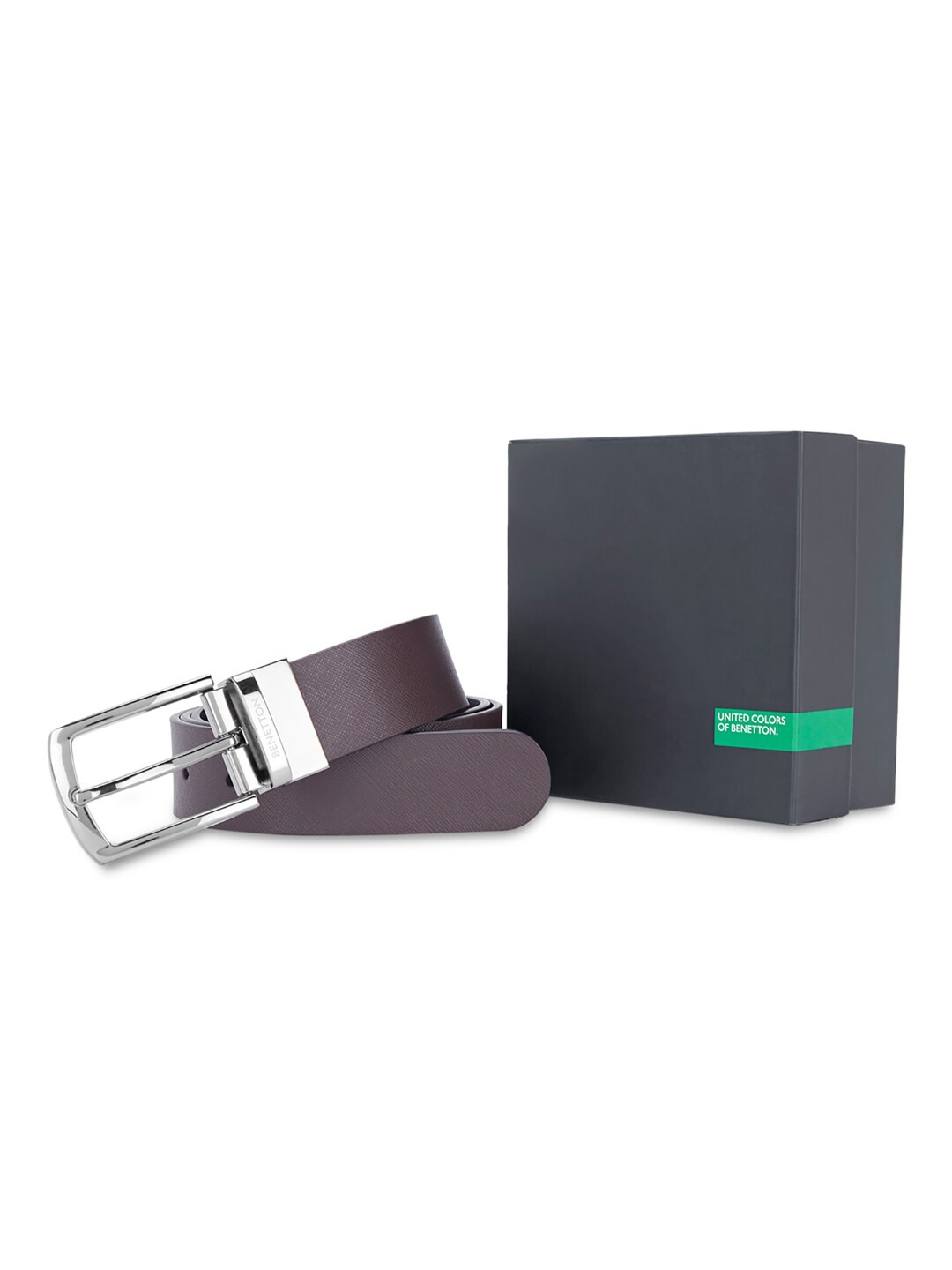 

United Colors of Benetton Men Slim Reversible Leather Belt, Brown