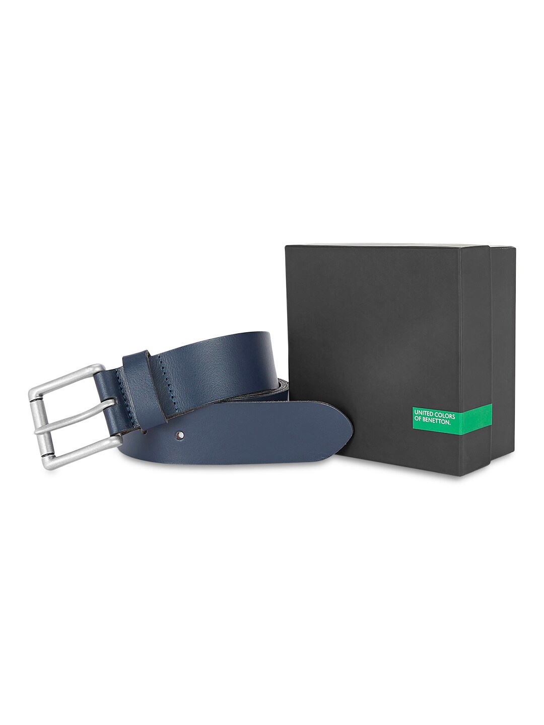 

United Colors of Benetton Men Leather Belt, Navy blue