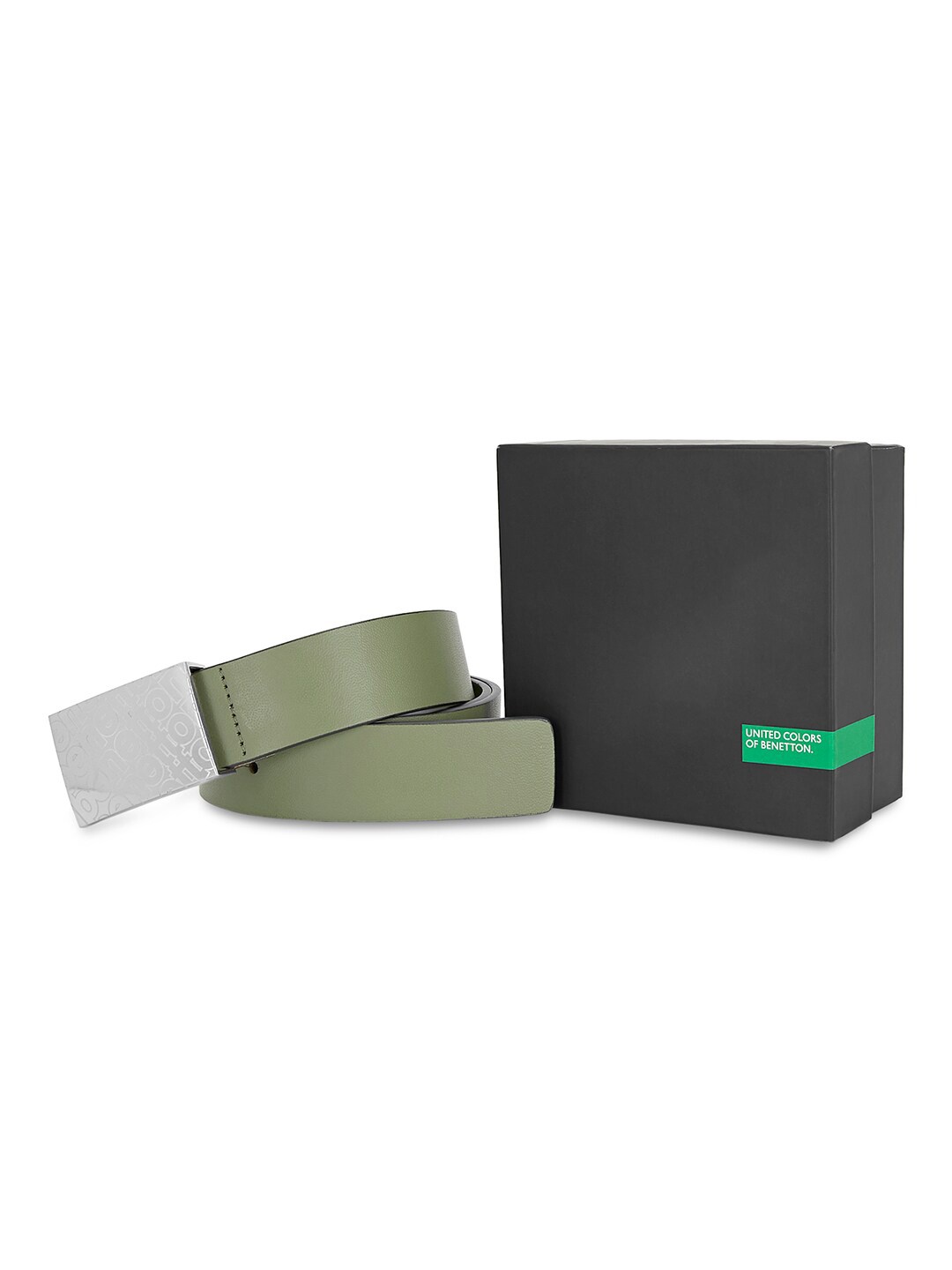 

United Colors of Benetton Men Leather Belt, Olive