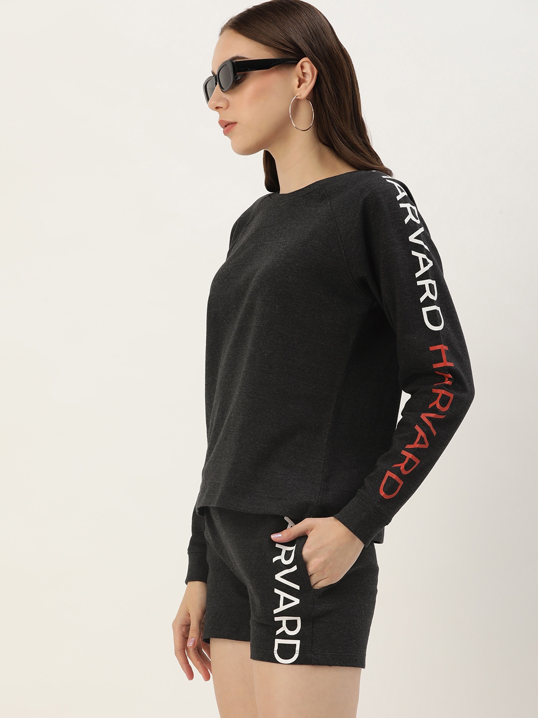 

Harvard Typography Printed T-shirt With Shorts, Charcoal