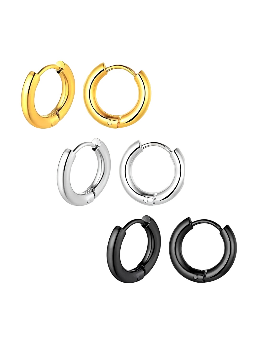 

KARISHMA KREATIONS Set Of 3 Gold-Toned Contemporary Hoop Earrings