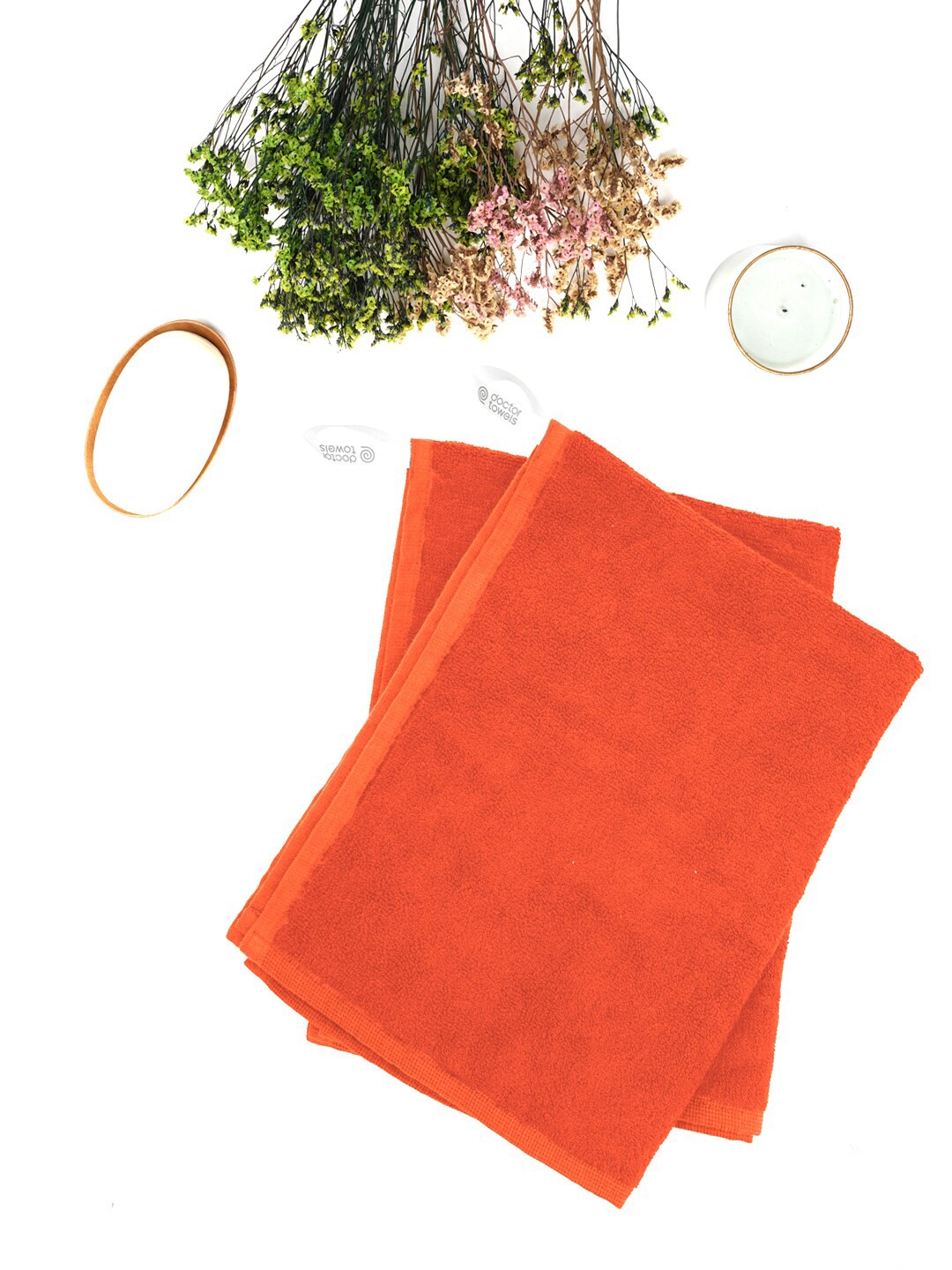 

Doctor Towels Pack of 2 Orange Breathable Banana X Cotton Hand Towels
