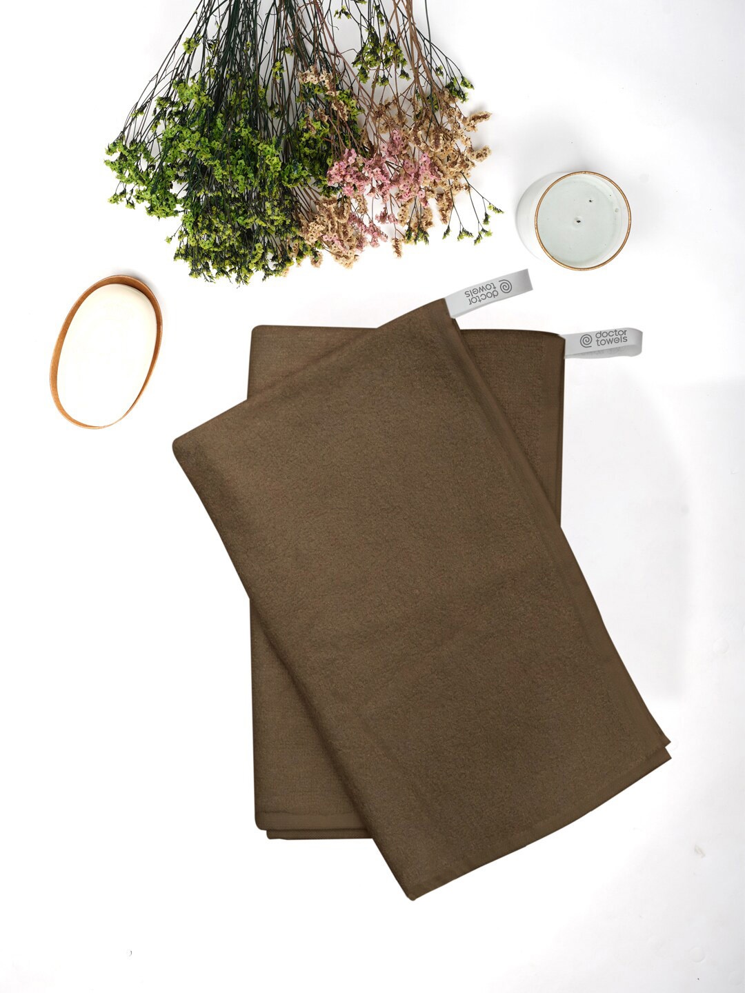 

Doctor Towels Pack of 2 Ultra Soft Breathable Bamboo Terry Hand Towels, Taupe