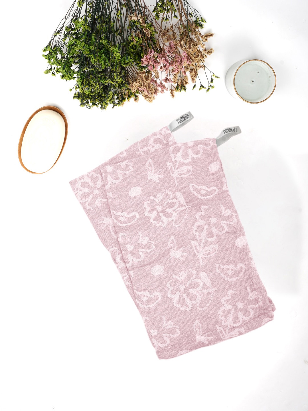 

Doctor Towels Coral Set Of 2 Printed Banana Jacquard Floral Hand Towels