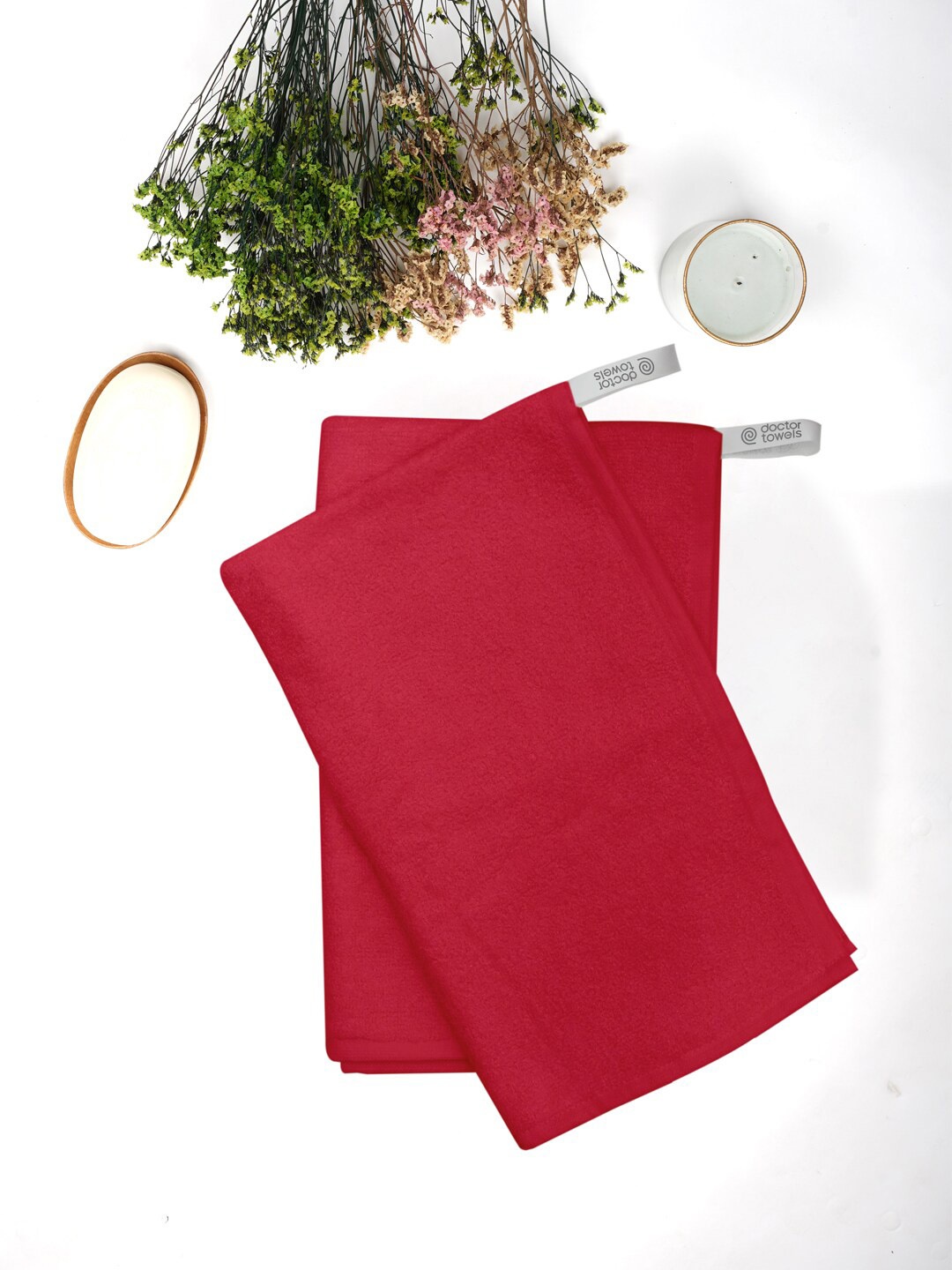 

Doctor Towels Pack of 2 Red Bamboo Terry Hand Towels