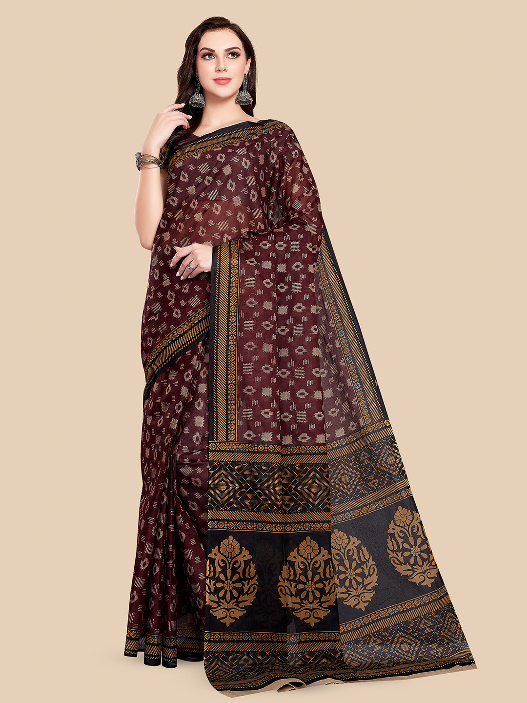 

Rani Saahiba Red & White Ethnic Motifs Pure Cotton Sambalpuri Saree