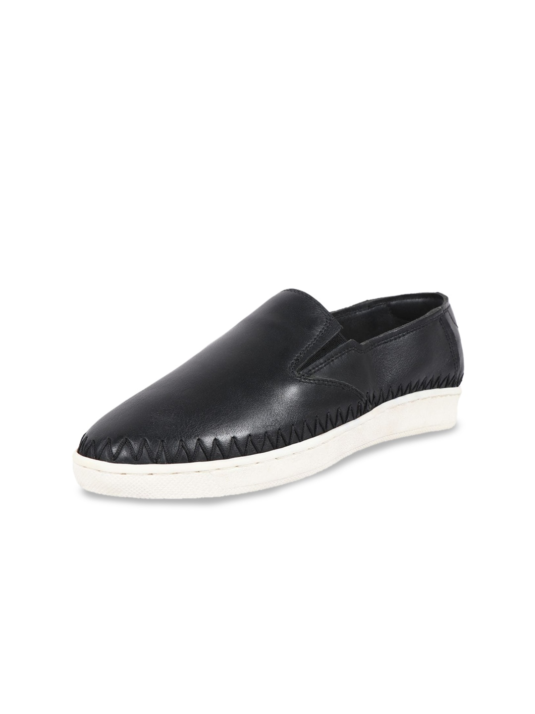

Hidesign Women Leather Slip-On Sneakers, Black