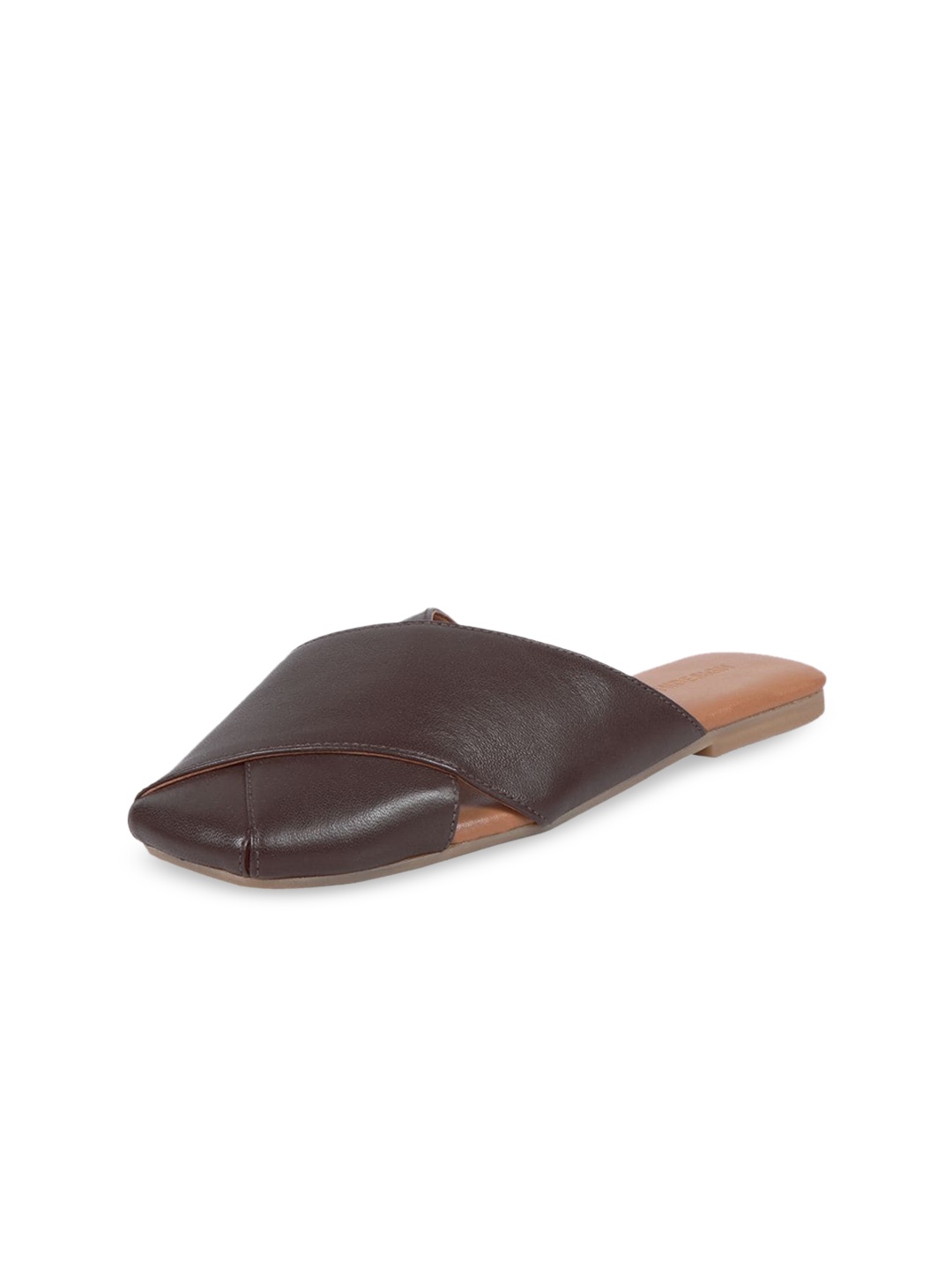 

Hidesign Nara Round Toe Leather Mules, Brown