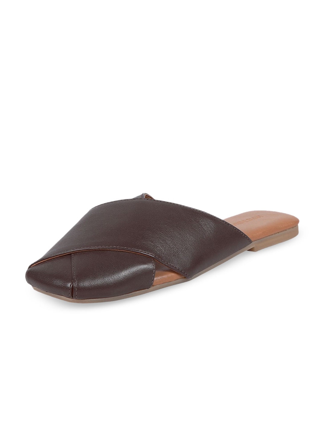 

Hidesign Nara Round Toe Leather Mules, Brown