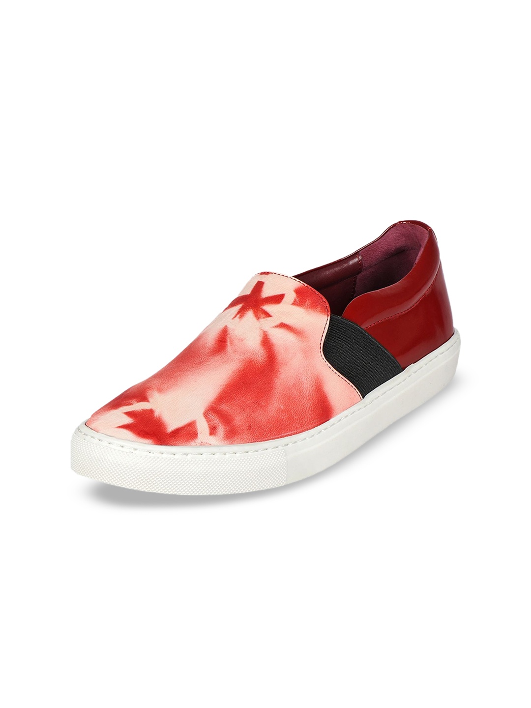 

Hidesign Women Jodie Printed Leather Slip-On Sneakers, Red