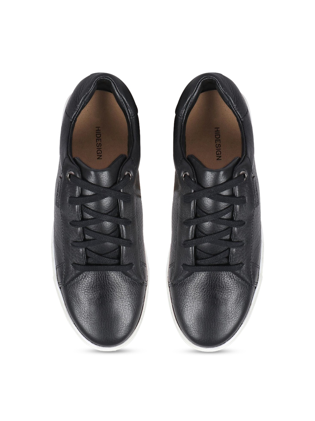 

Hidesign Women KENYA Leather Comfort Insole Contrast Sole Sneakers, Black