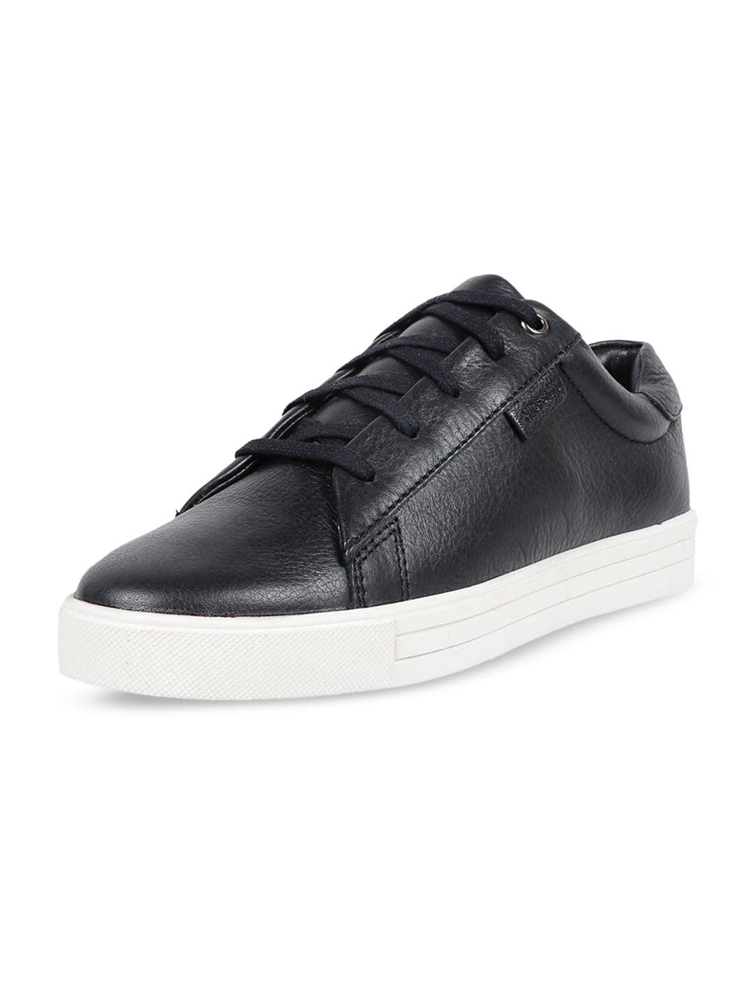 

Hidesign Women KENYA Leather Comfort Insole Contrast Sole Sneakers, Black