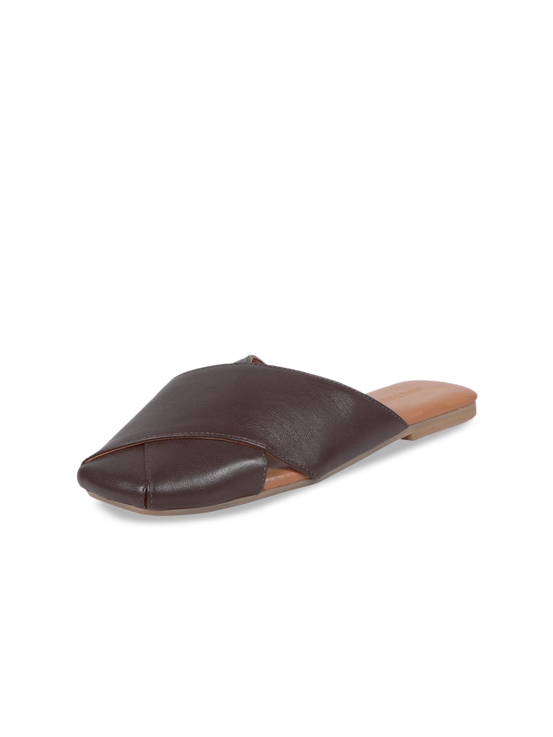 

Hidesign Nara Round Toe Leather Mules, Brown
