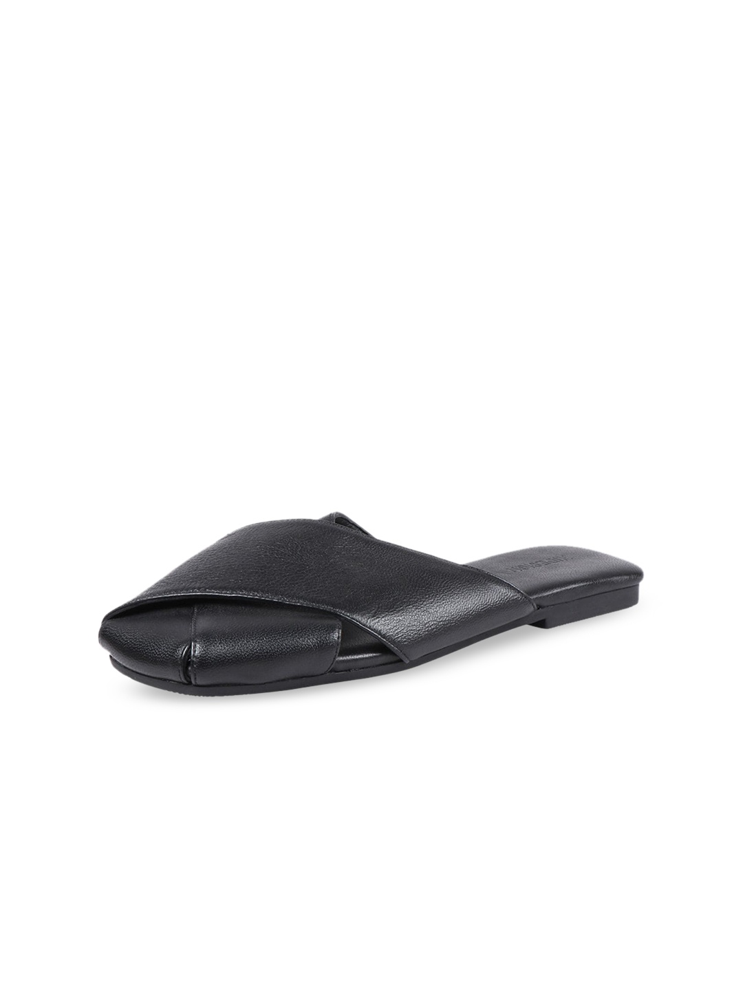 

Hidesign NARA Square Toe Leather Mules, Black