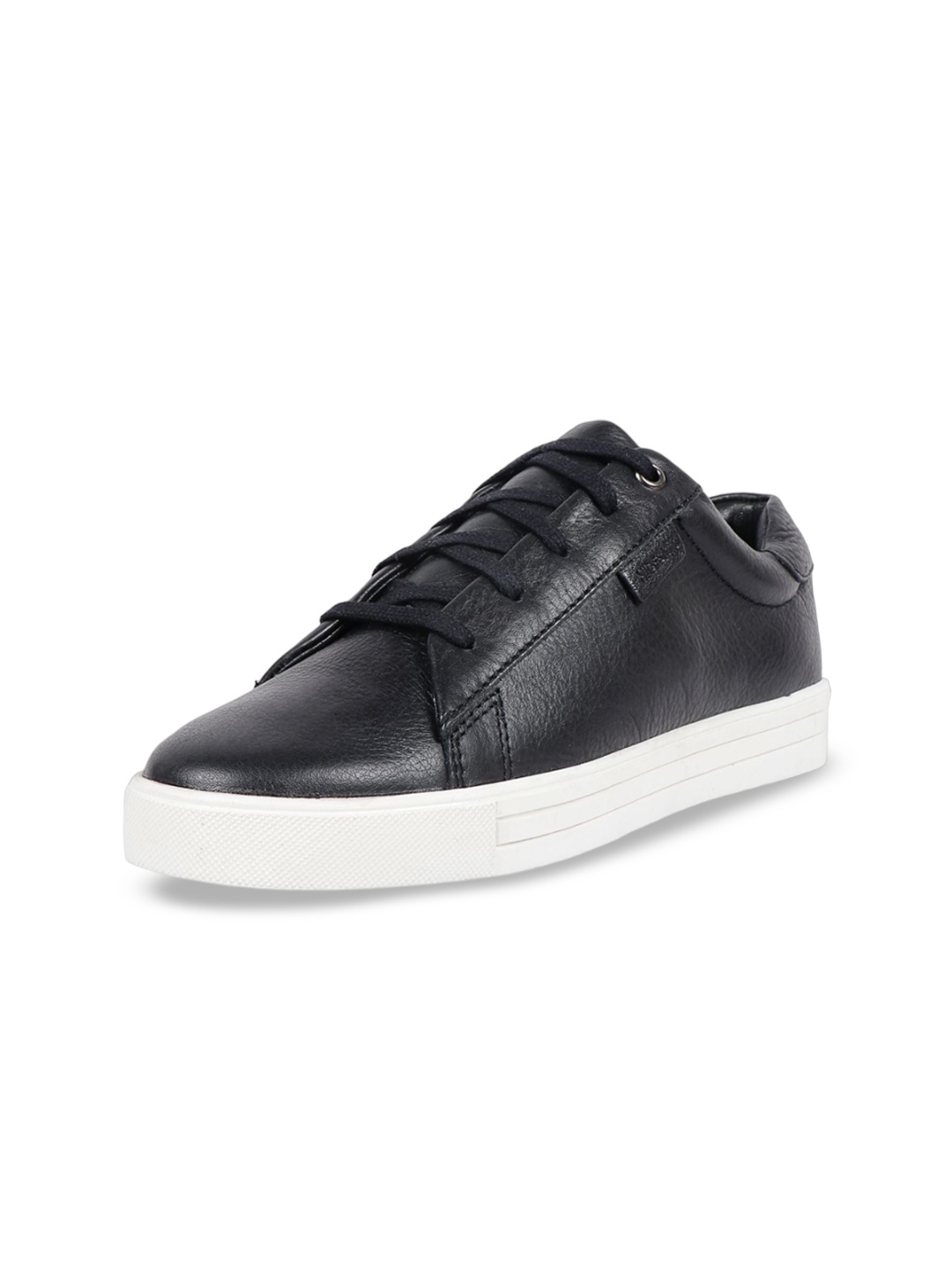 

Hidesign Women KENYA Leather Comfort Insole Contrast Sole Sneakers, Black