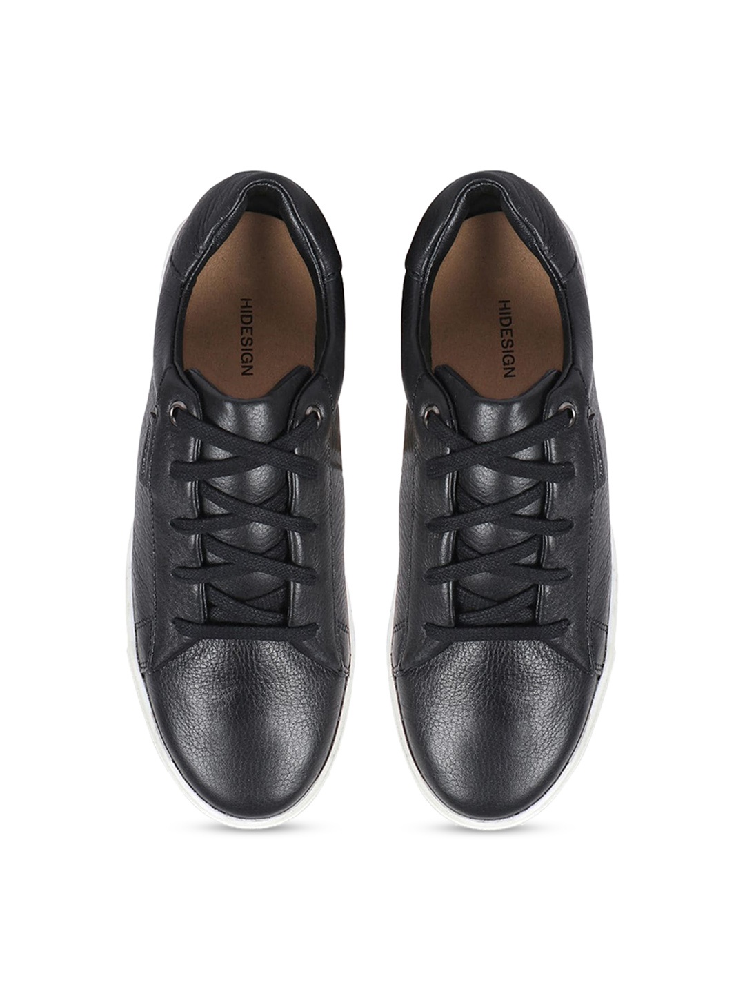 

Hidesign Women KENYA Leather Comfort Insole Contrast Sole Sneakers, Black