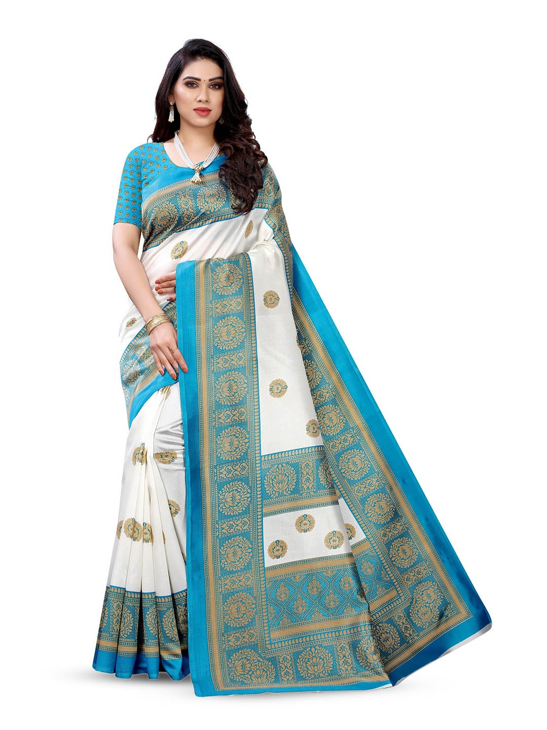 

KALINI Woven Design Zari Saree, Blue