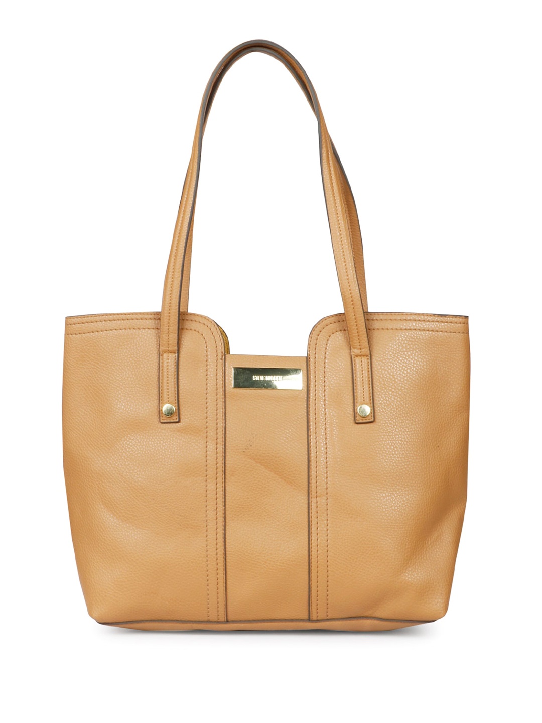 

Saint G Leather Oversized Structured Handheld Bag, Tan