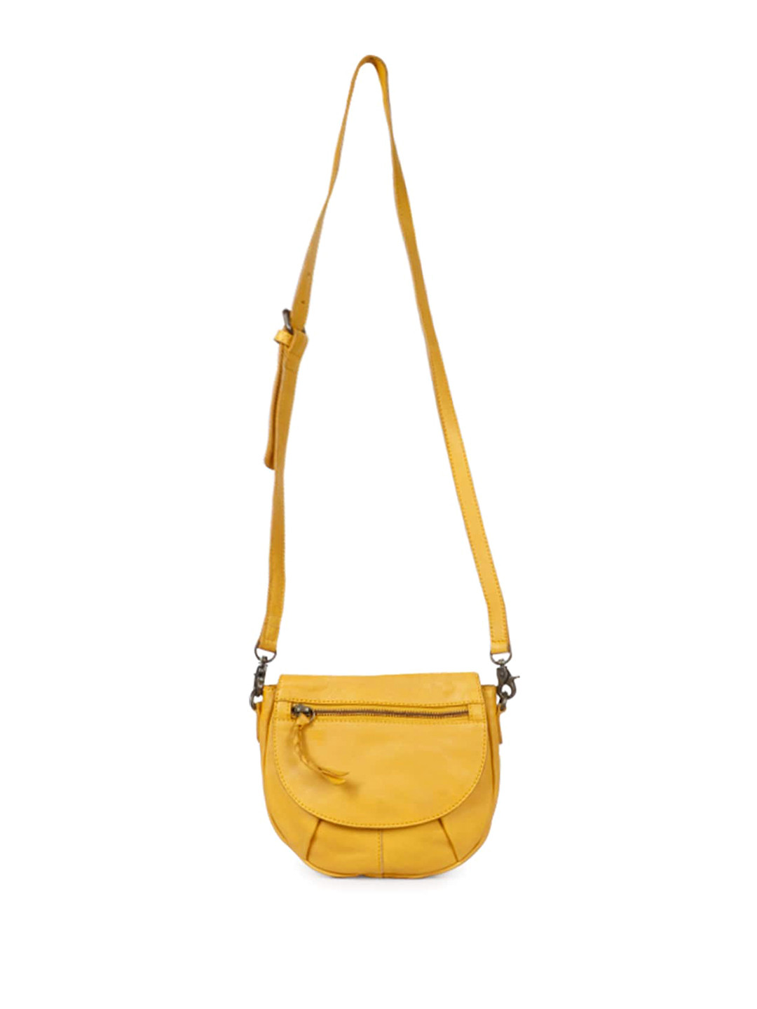 

Saint G Women Leather Half Moon Sling Bag, Yellow