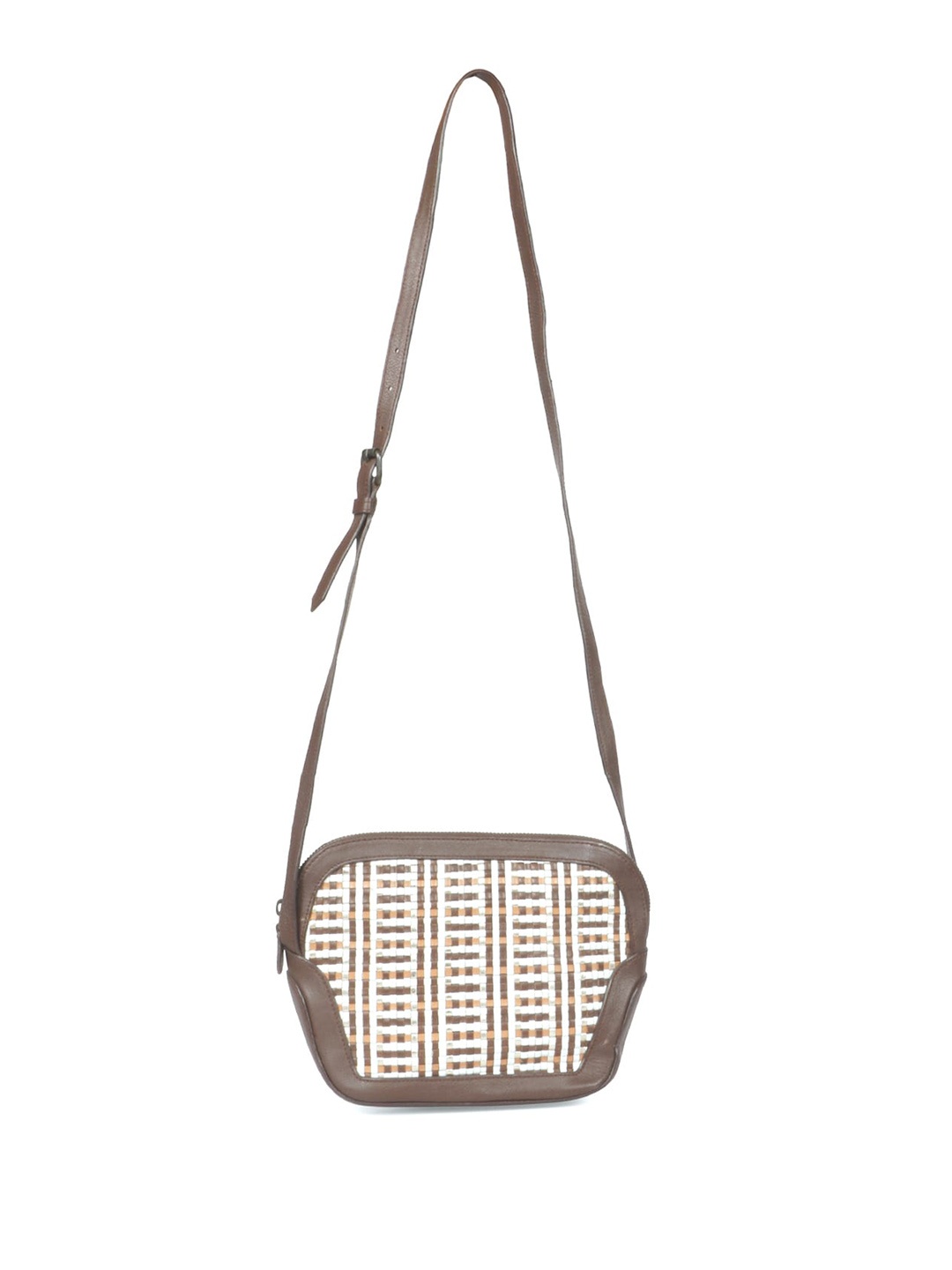 

Saint G Women Textured Leather Structured Sling Bag, Brown