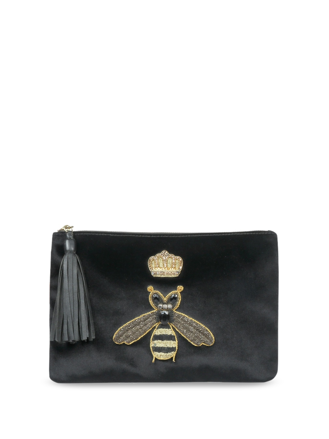 

Saint G Embroidered Purse with Tasselled, Black