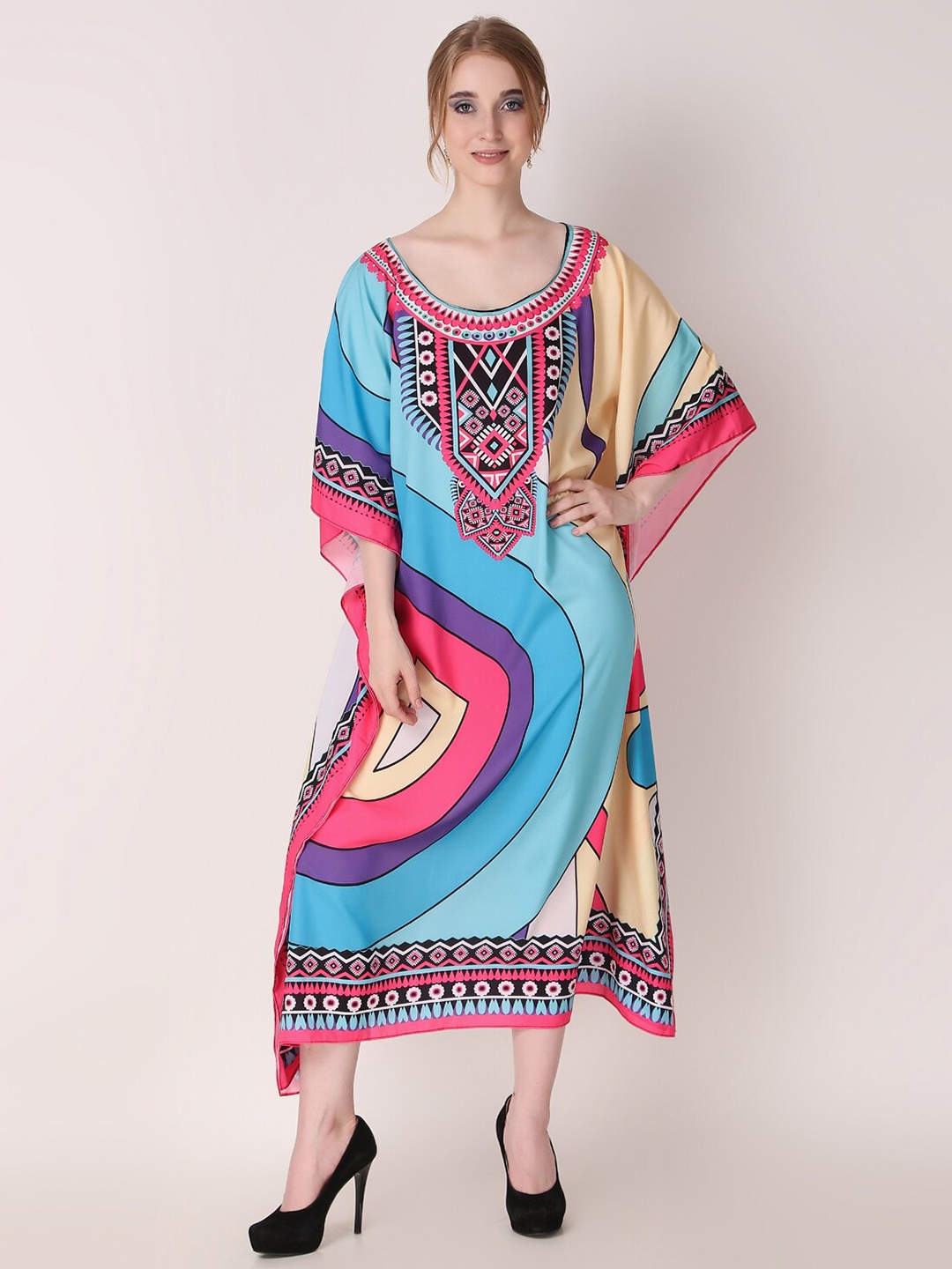 

Rajoria Instyle Abstract Printed Kaftan Midi Dress, Blue