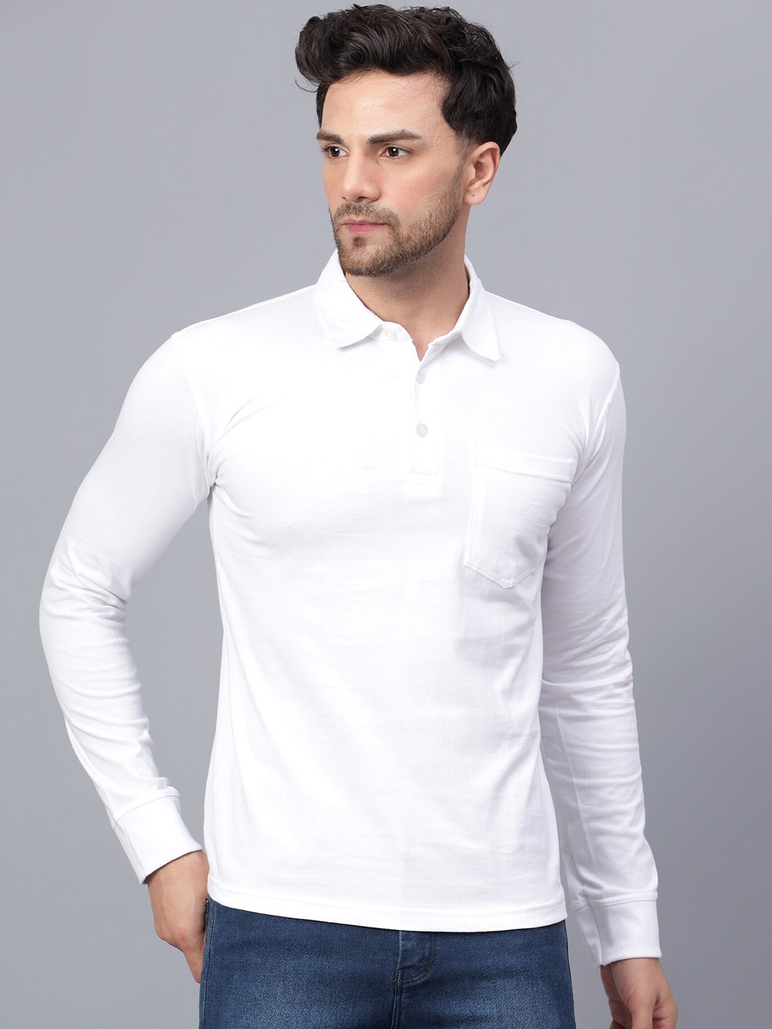 

Fleximaa Polo Collar Pure Cotton T-shirt, White