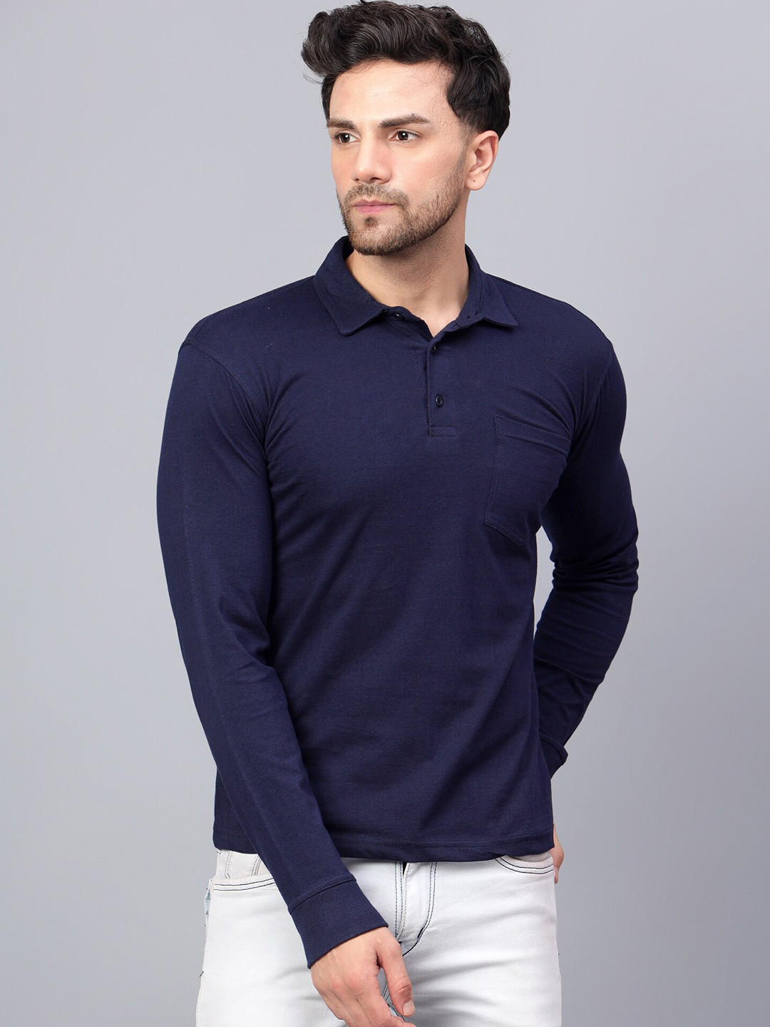 

Fleximaa Polo Collar Pure Cotton T-shirt, Navy blue