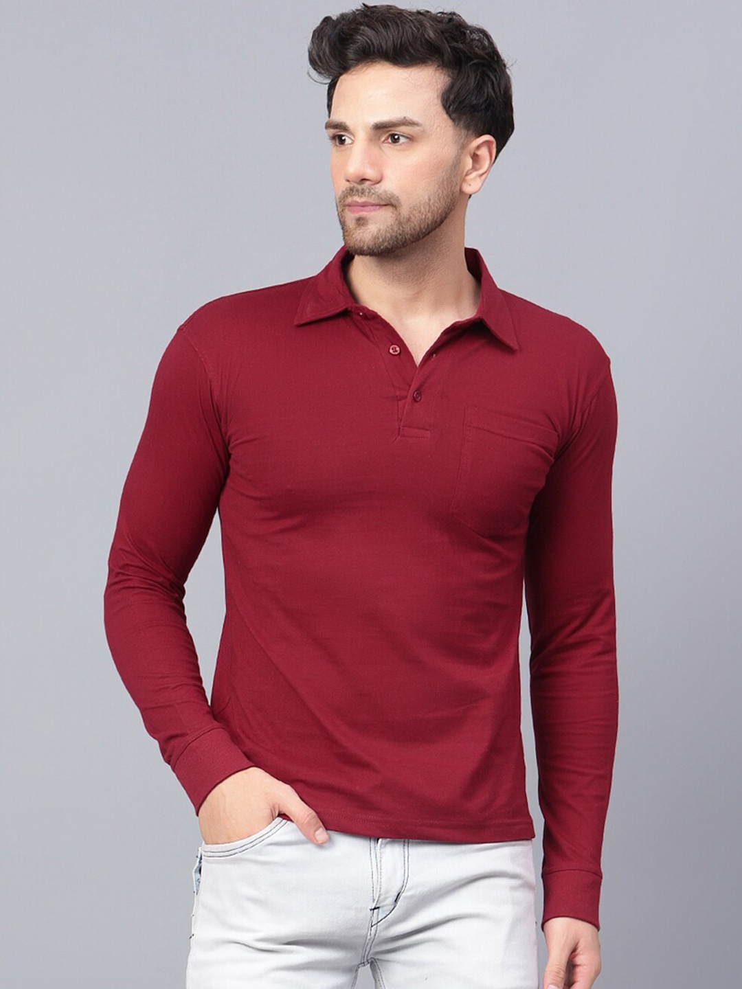 

Fleximaa Polo Collar Pure Cotton T-shirt, Maroon