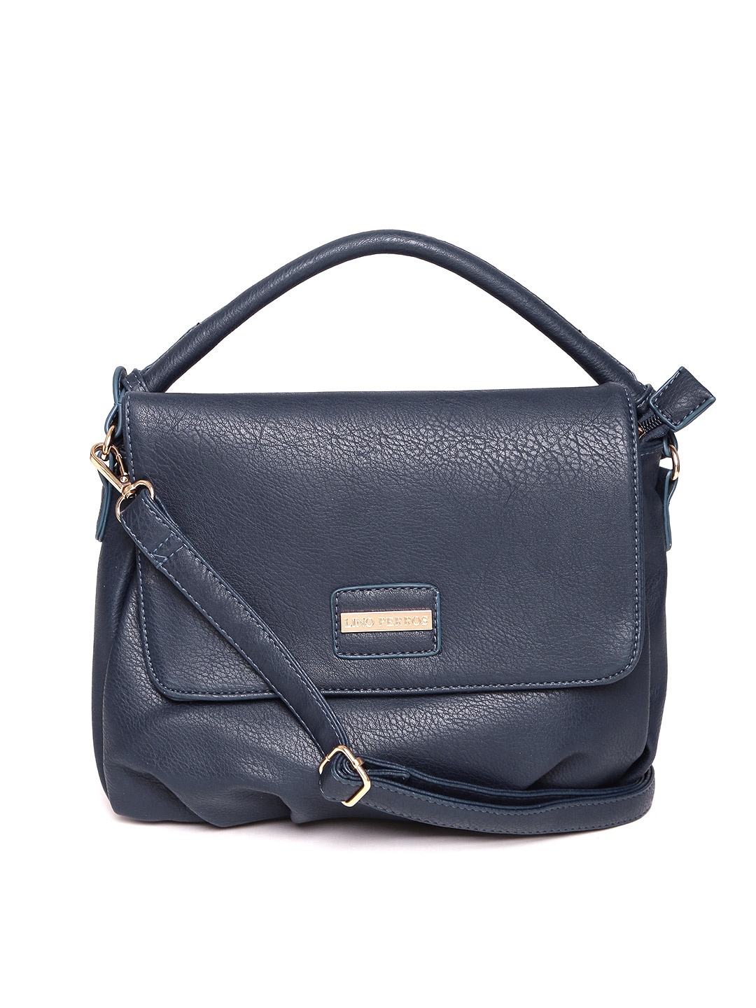 

Lisa Haydon for Lino Perros Navy Blue Solid Satchel with Sling Strap