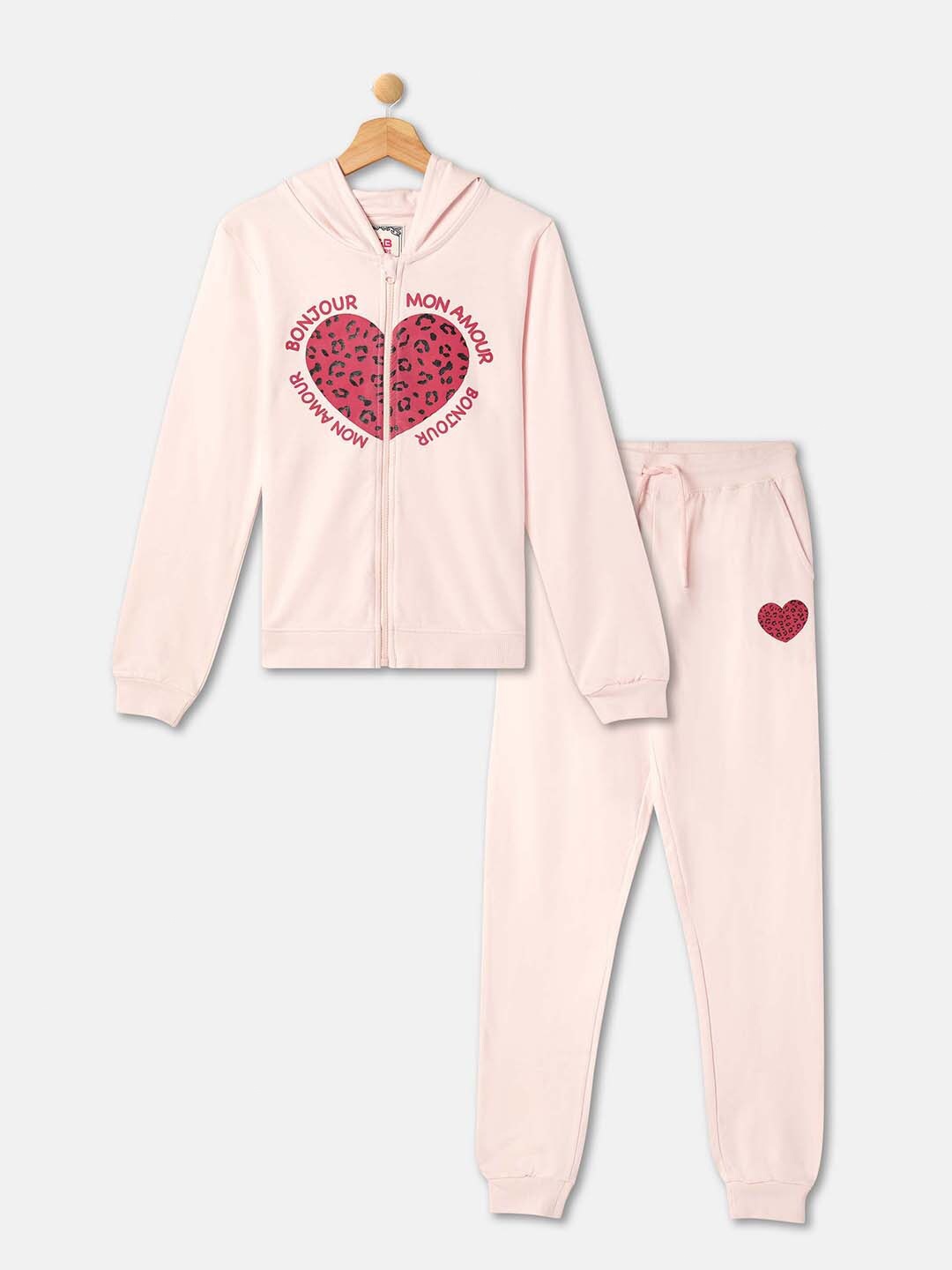

R&B Girls Graphic Printed Pure Cotton Top With Pyjamas, Pink
