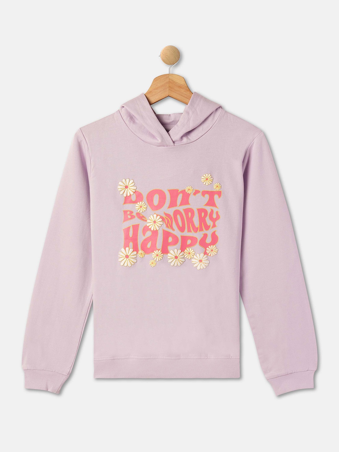 

R&B Girls Typography Printed Pure Cotton Clothing Set, Purple