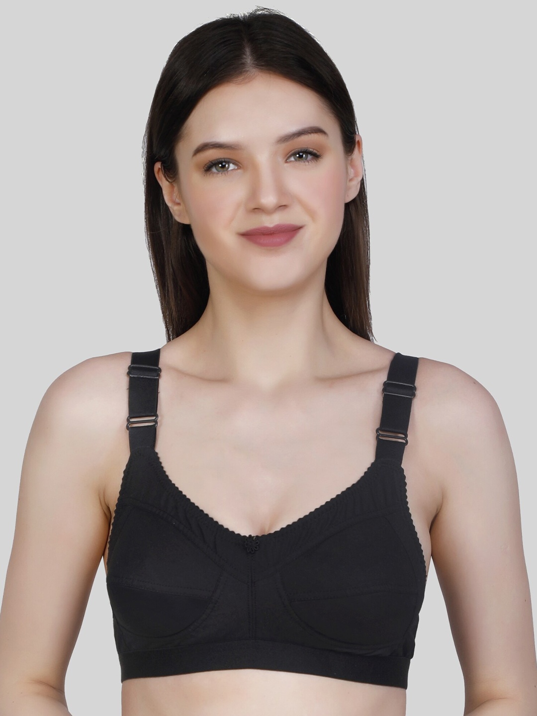 

FUNAHME Full Coverage Non Padded Pure Cotton Bra, Black