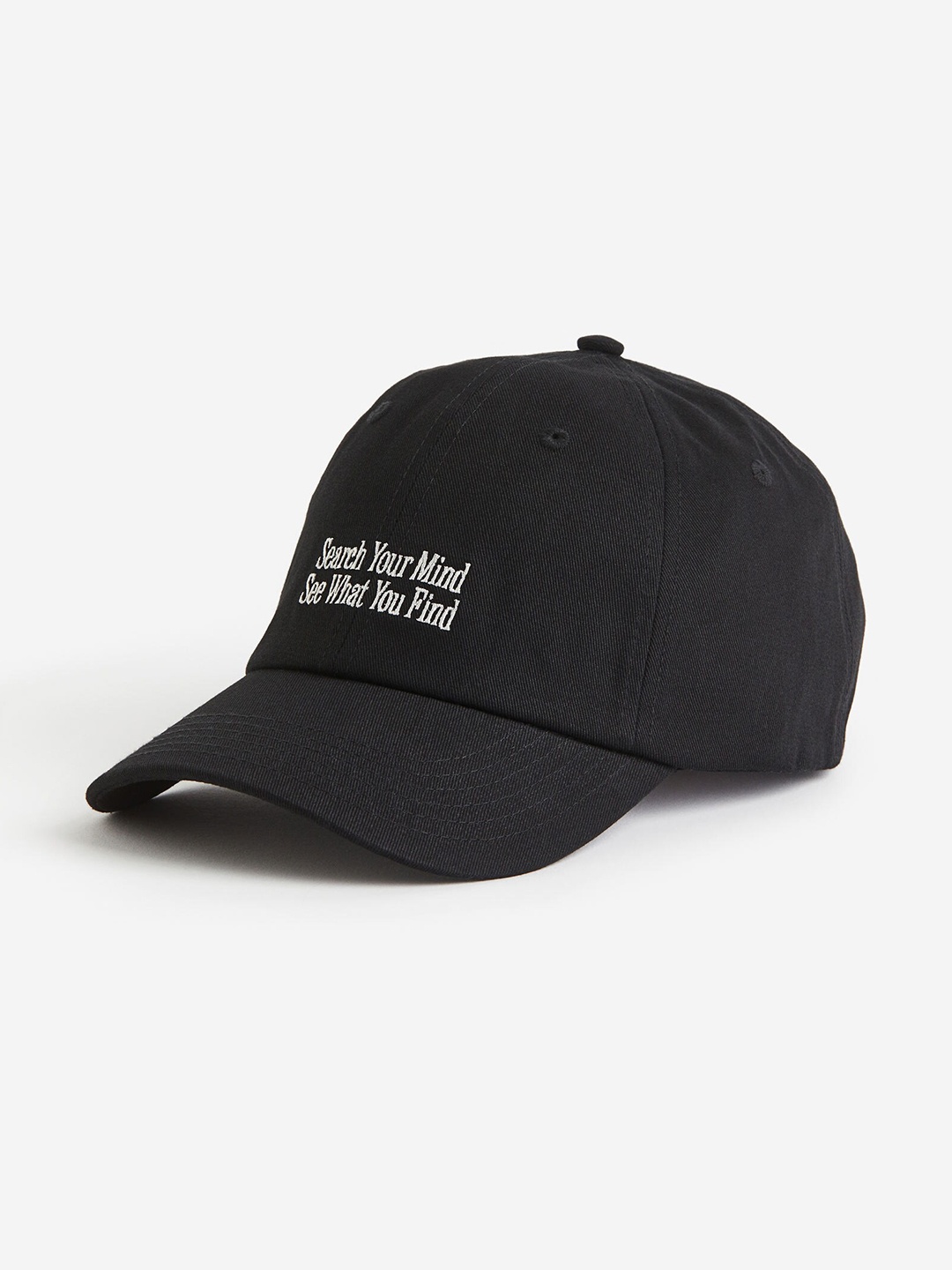 

H&M Men Embroidered-Motif Cotton Cap, Black