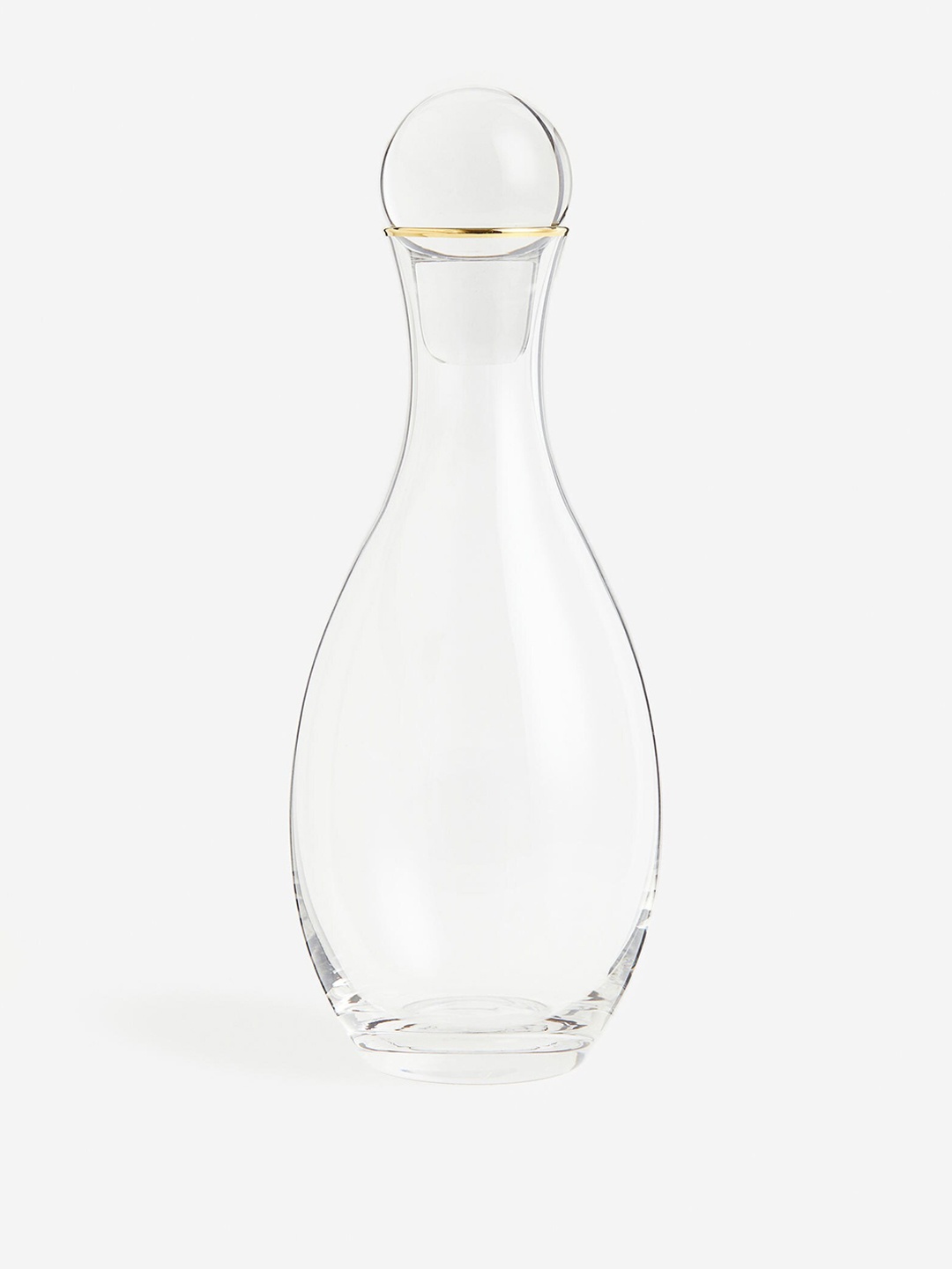 

H&M Transparent Clear Glass Carafe, Gold