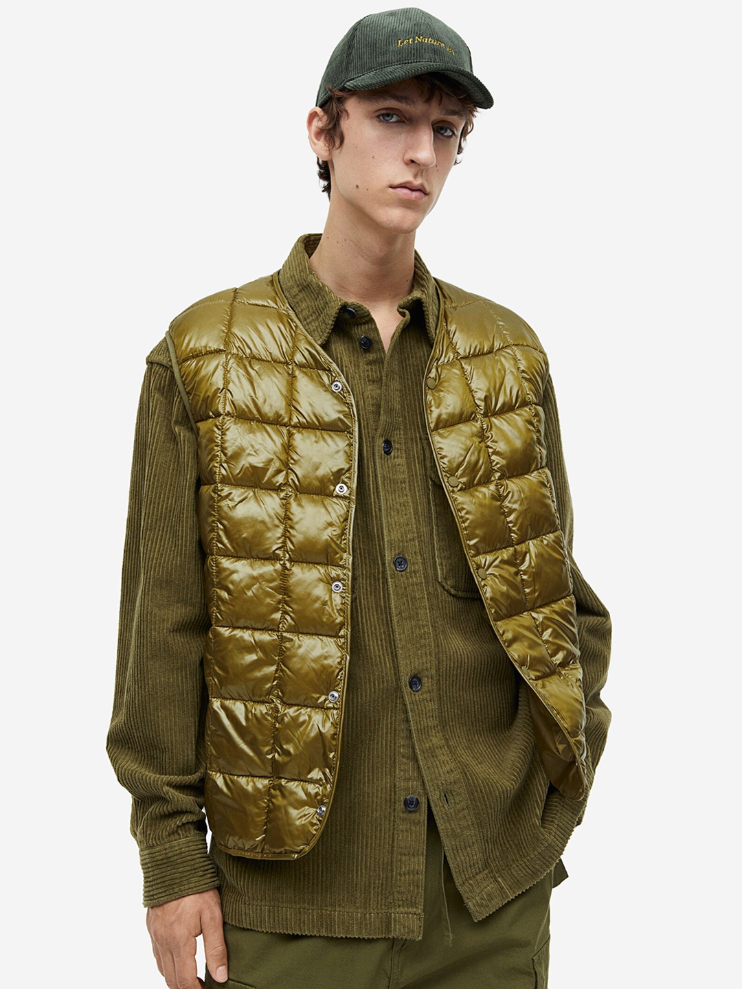 

H&M Slim Fit Padded Gilet, Green