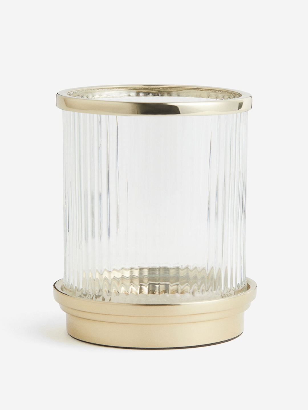 

H&M Gold Tealight Holder in Clear Fluted Glass