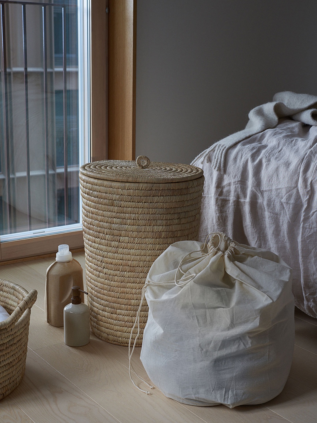 

H&M Beige Straw Laundry Basket
