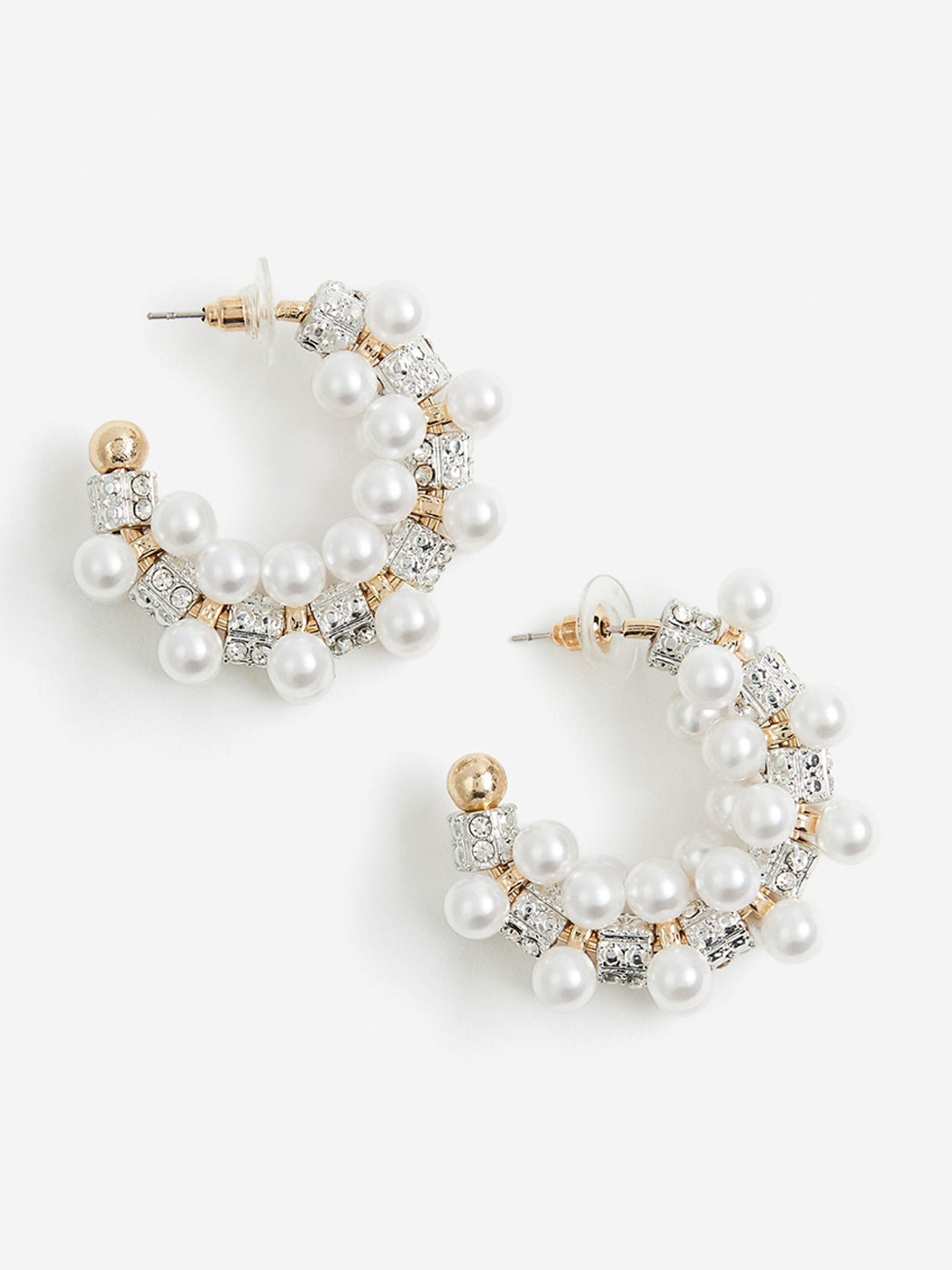 

H&M Bead-Detail Hoop Earrings, Gold