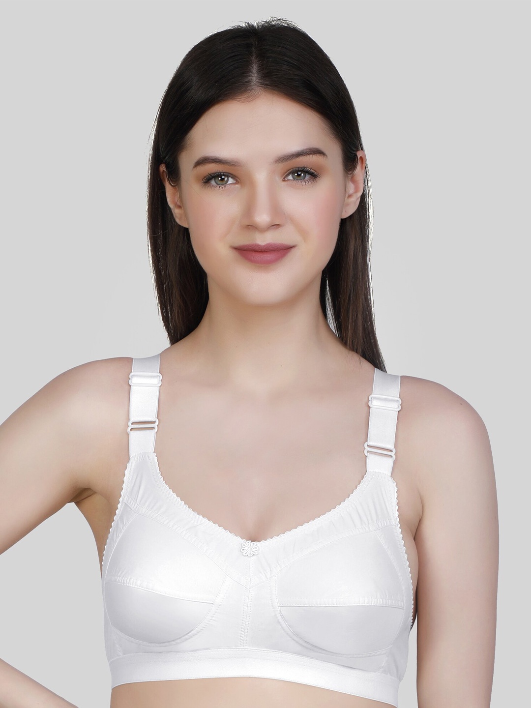 

FUNAHME Full Coverage Non Padded Pure Cotton Bra, White