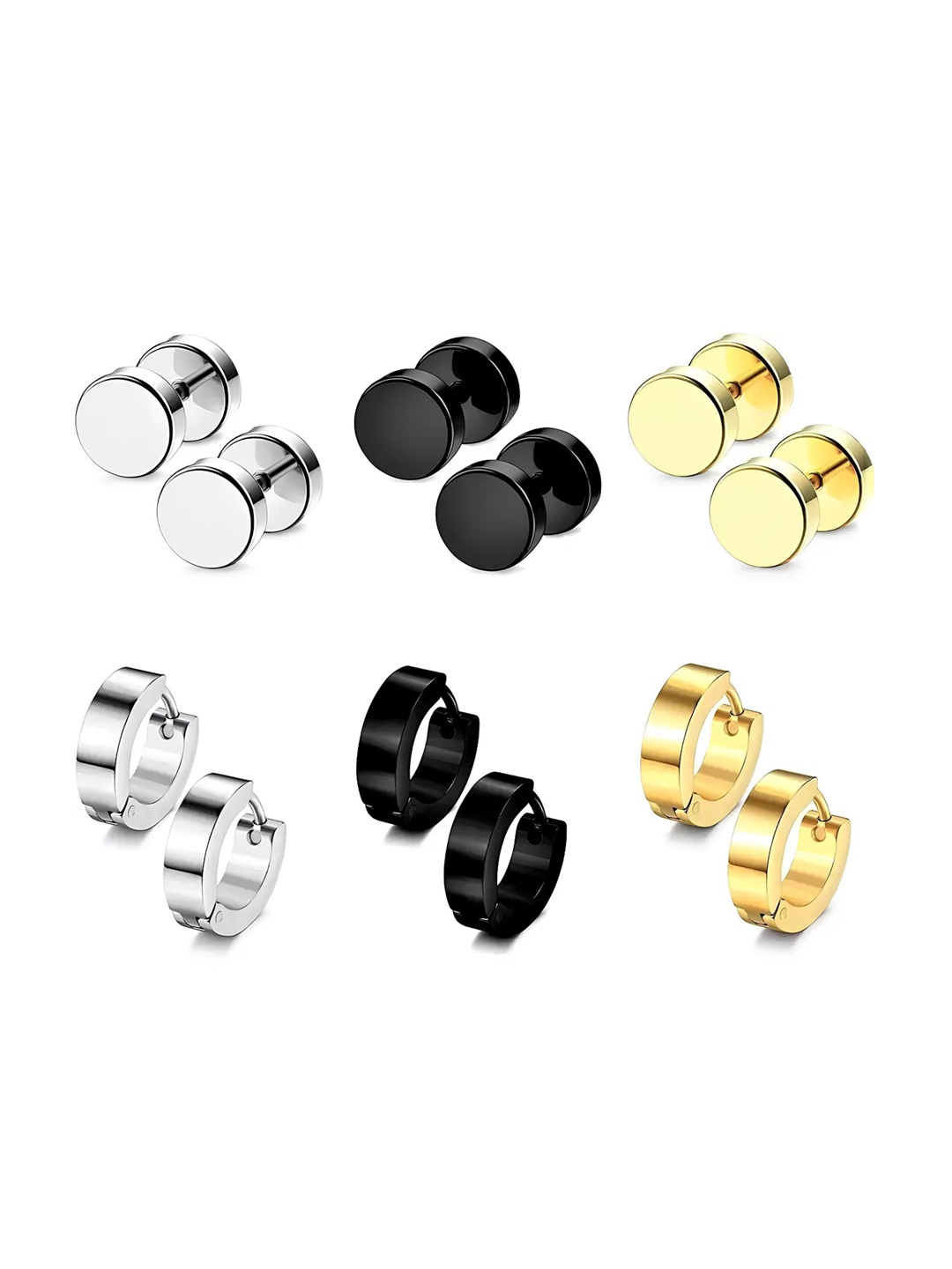 

KARISHMA KREATIONS Men Set of 6 Stainless Steel Earrings, Gold