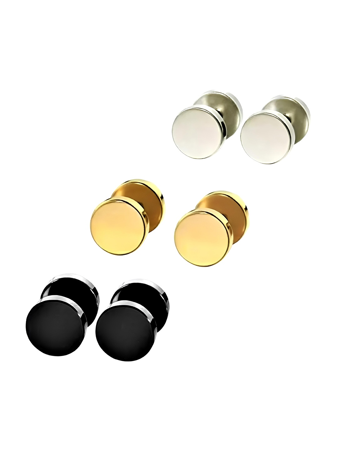 

KARISHMA KREATIONS Men Set Of 3 Contemporary Stud Earrings, Gold