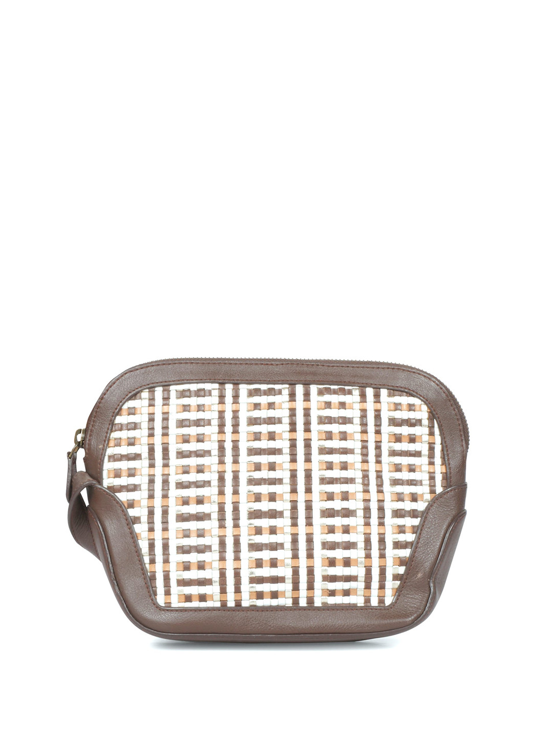

Favore Geometric Printed Leather Sling Bag, Brown