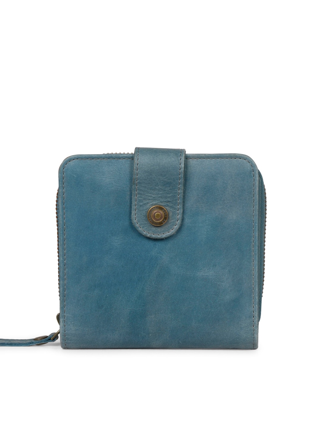 

Favore Leather Zip Around Wallet, Blue