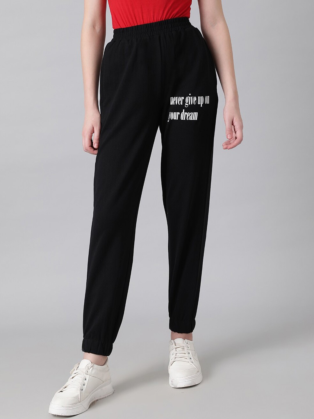 

Kotty Women Typography Printed Joggers, Black