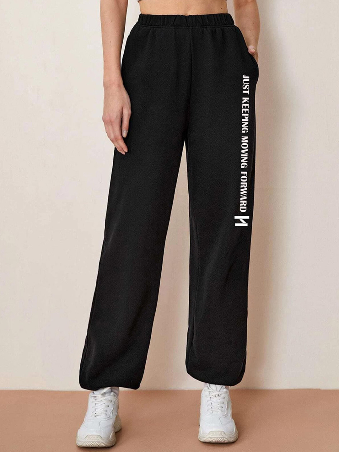 

Kotty Women Typography Printed Joggers, Black